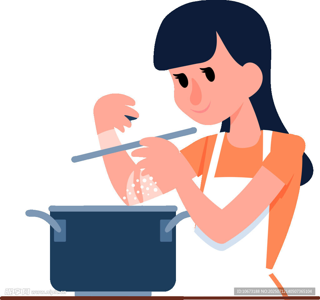 女子专注烹饪美食画面