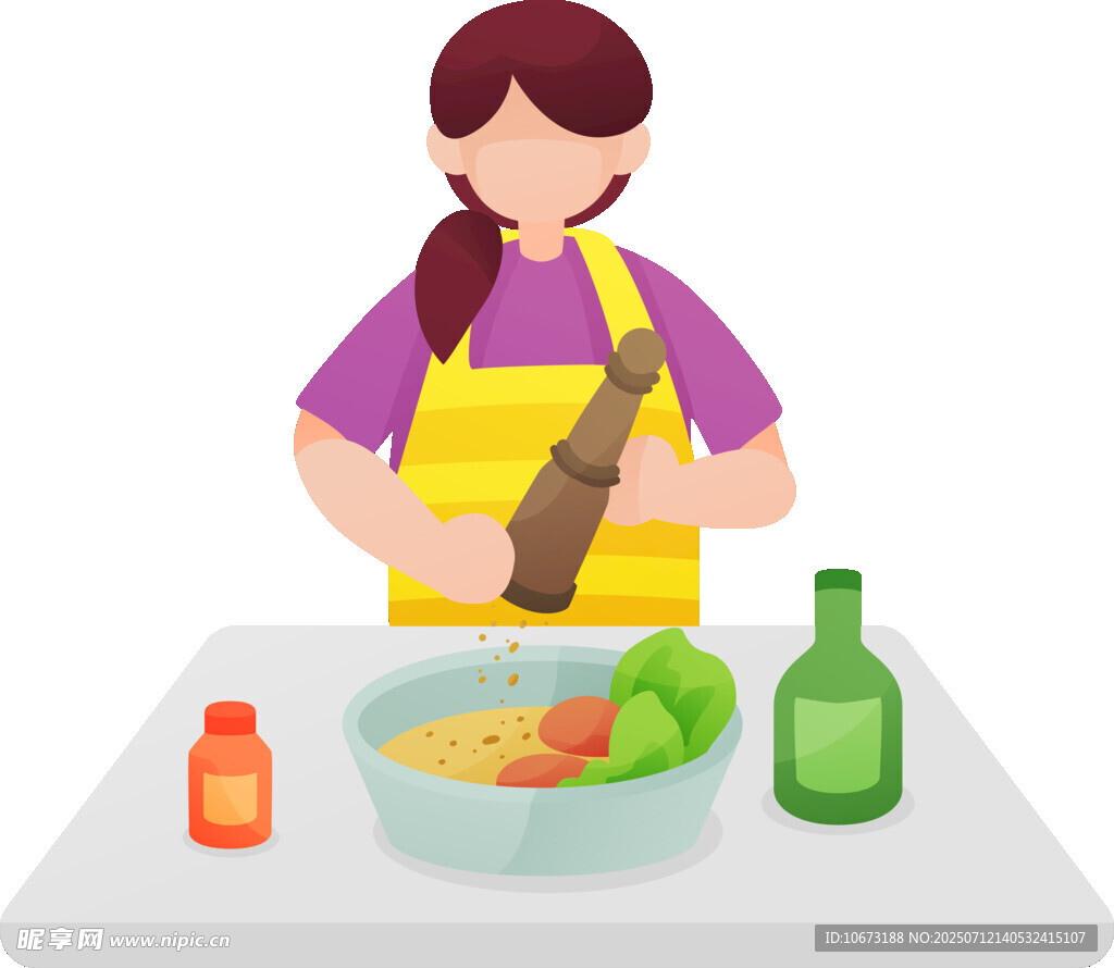女士厨房烹饪场景
