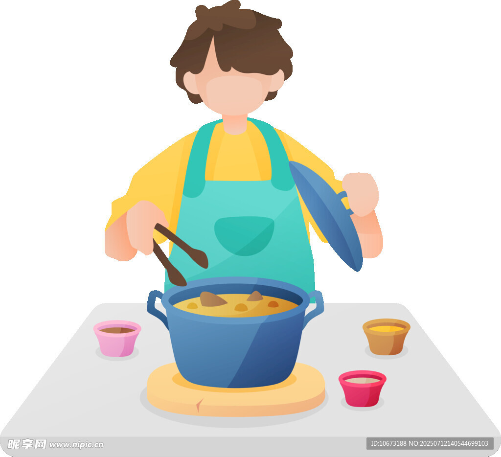 小孩专注烹饪美食