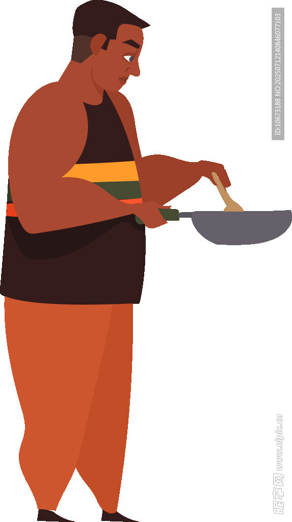 男子专注烹饪美食