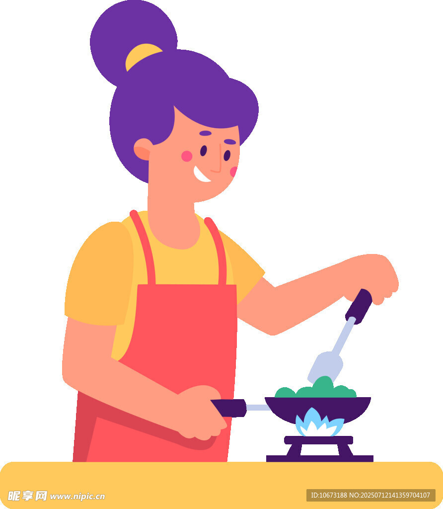 女士专注烹饪美食