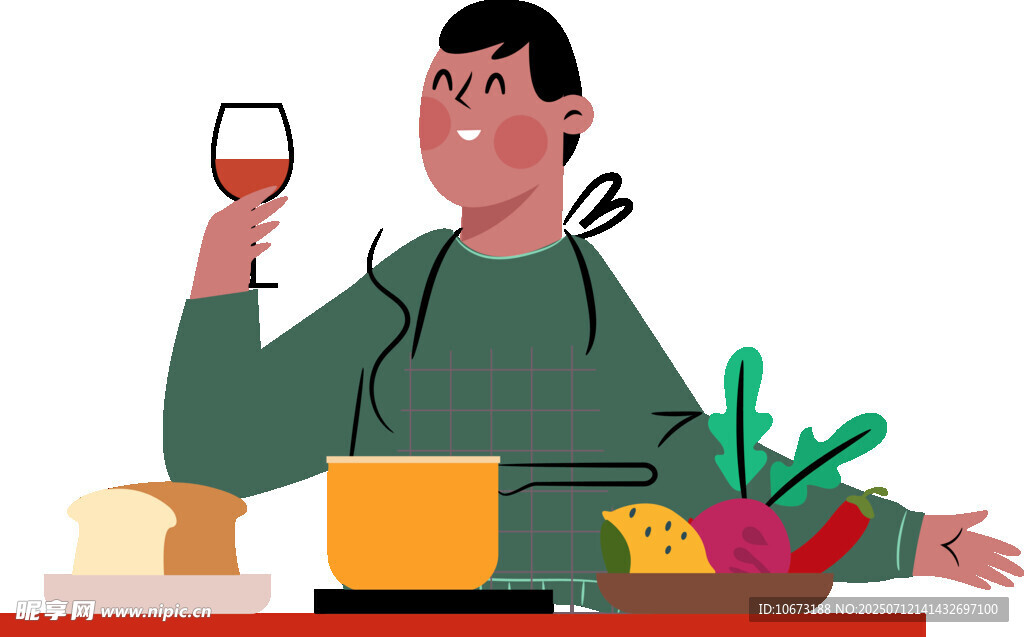男子惬意享受美食与美酒