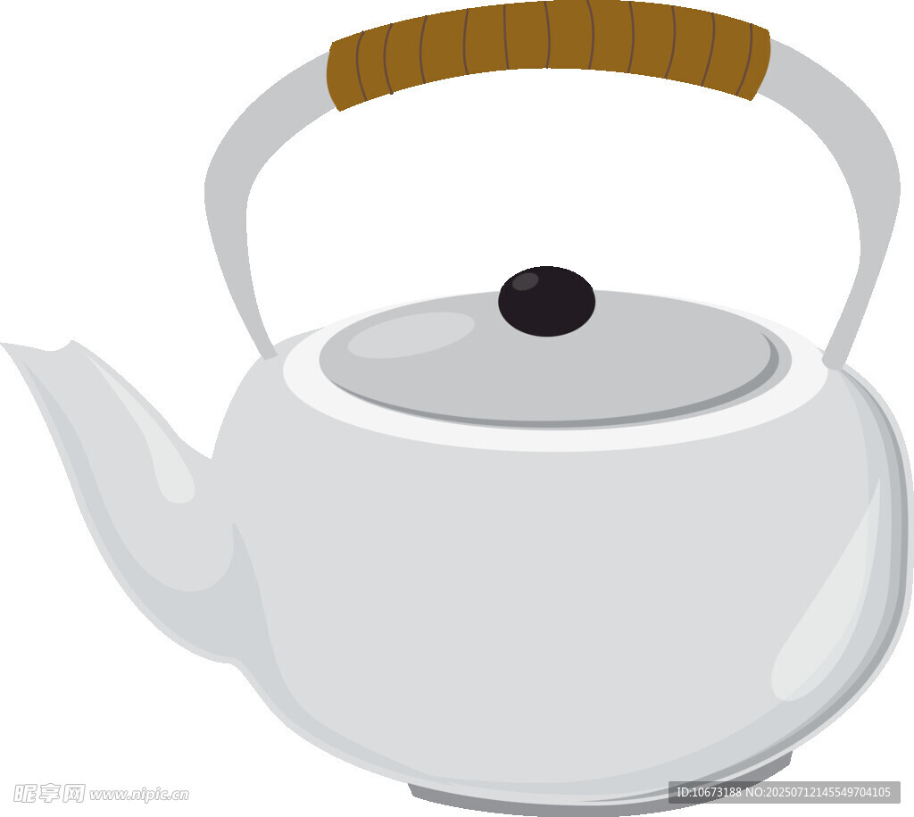 白色茶壶带木质把手