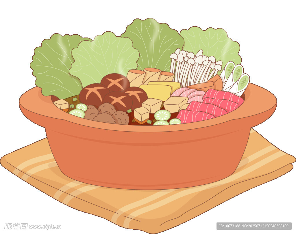 陶制锅中的丰富食材