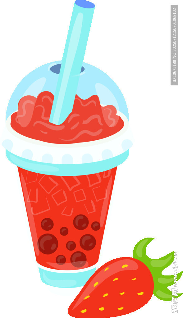 草莓冰饮插画