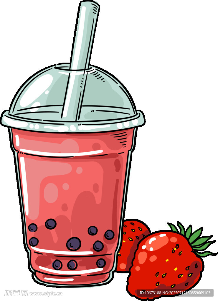 草莓蓝莓冰饮插画