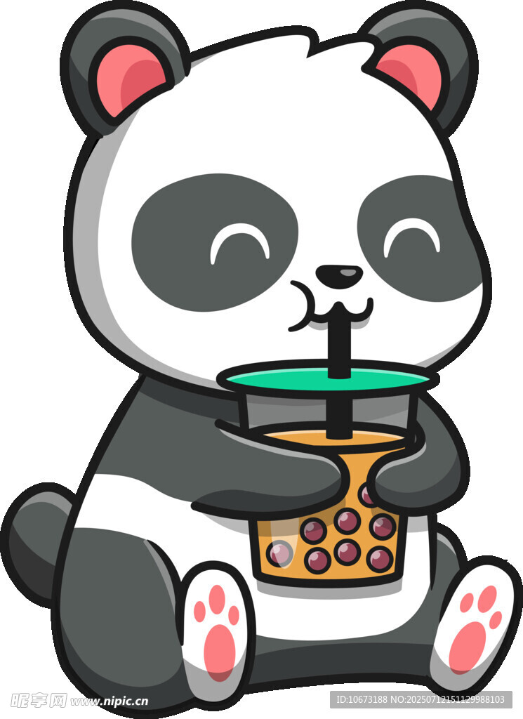 可爱熊猫抱蜂蜜罐