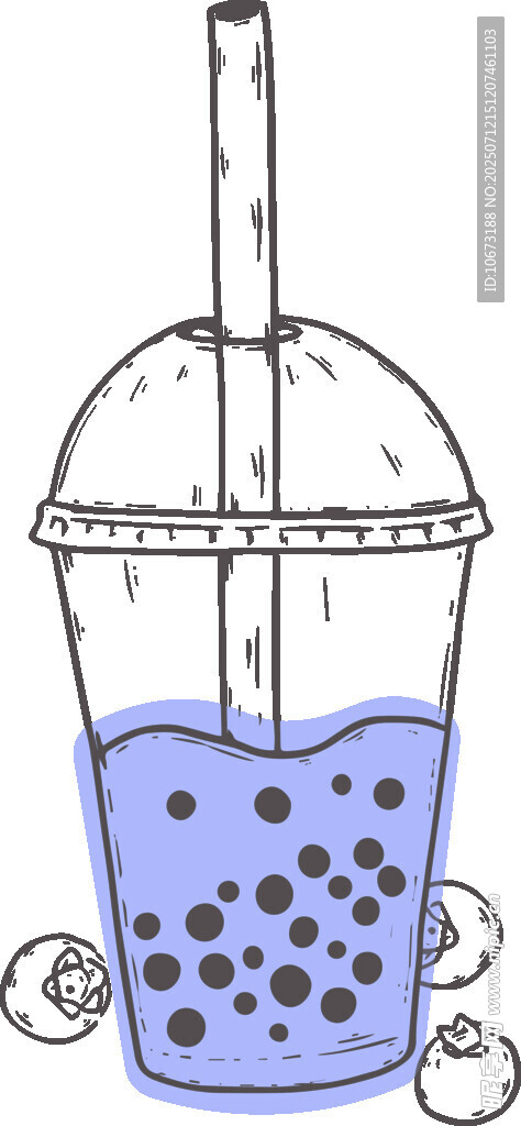 手绘珍珠奶茶插画