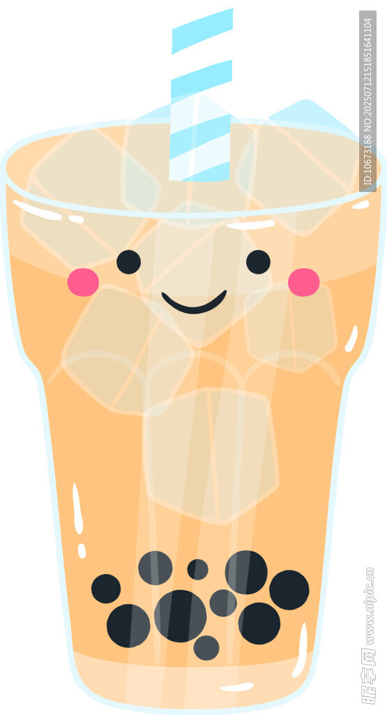 可爱笑脸珍珠奶茶