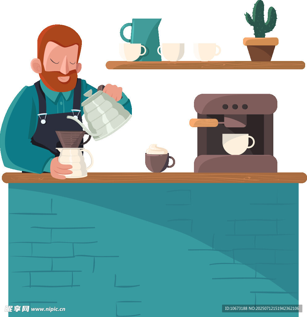 咖啡师专注制作咖啡场景