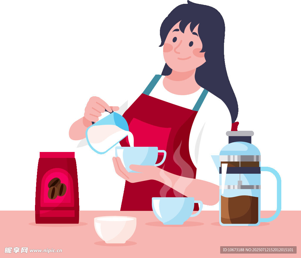 女士优雅冲泡咖啡场景
