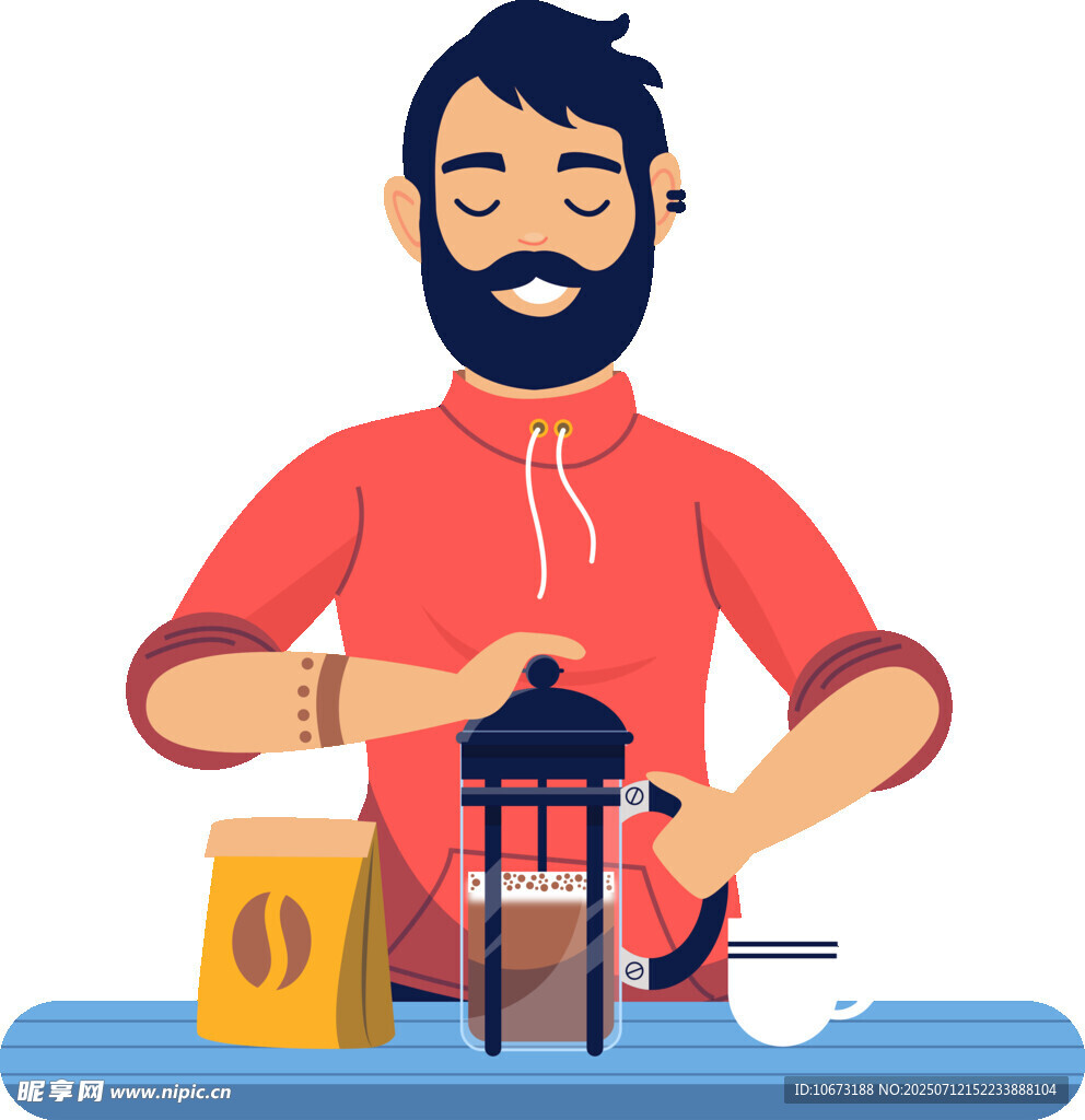 男人专注制作手冲咖啡