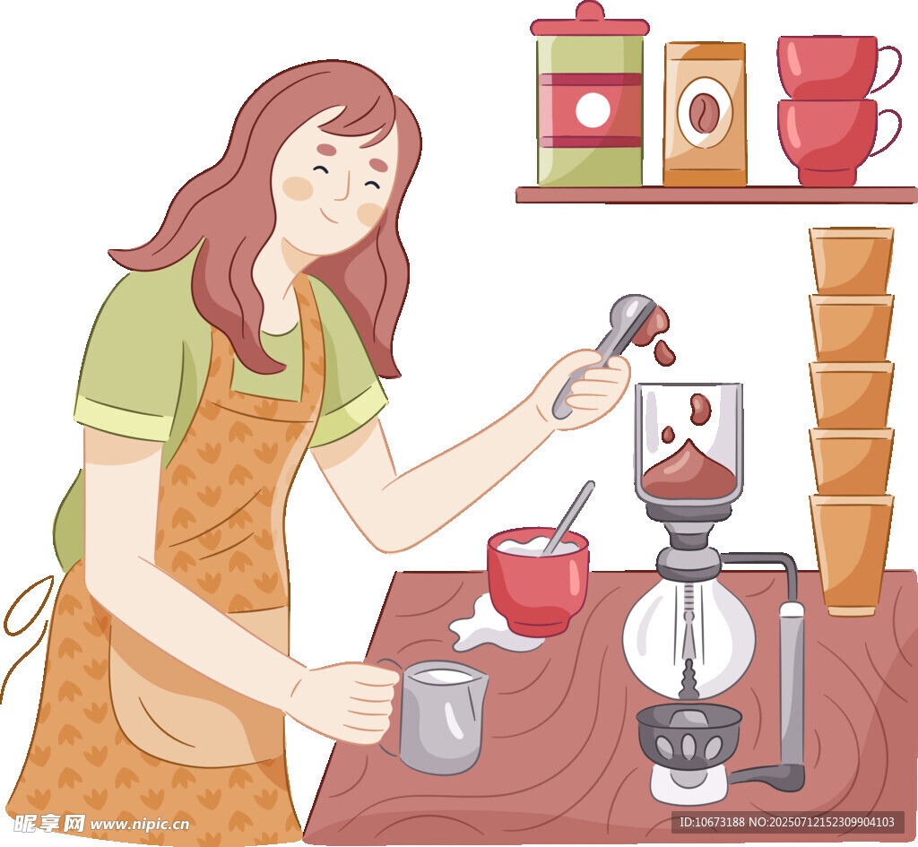 女士专注制作咖啡场景