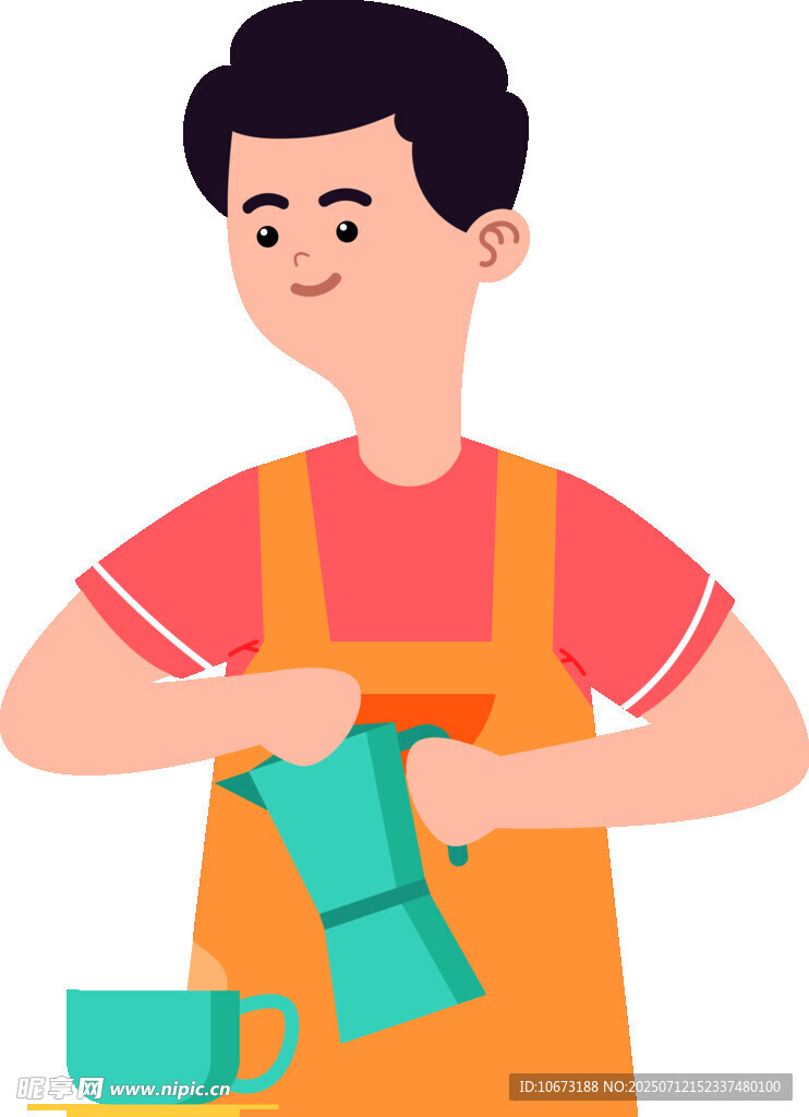 男子专注冲泡饮品