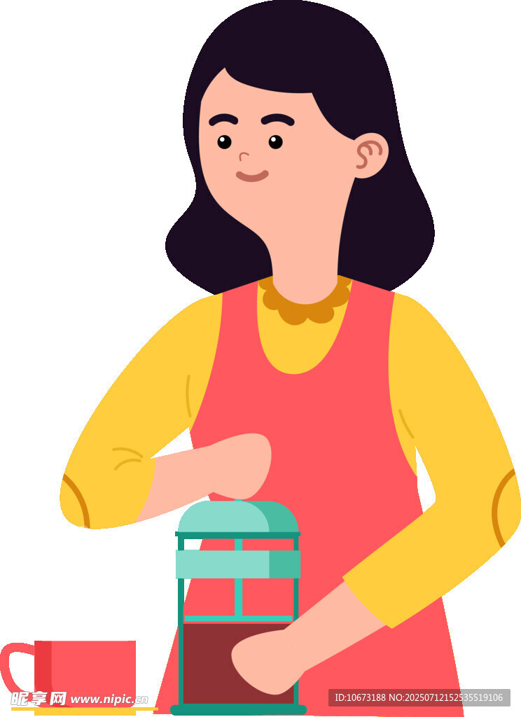 女士手持咖啡机准备冲泡