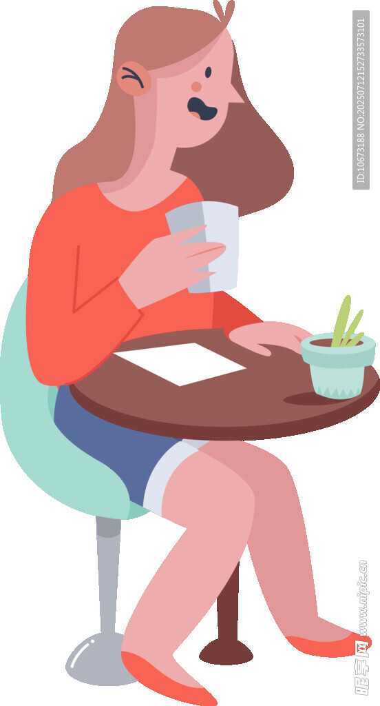 女子惬意享受咖啡时光