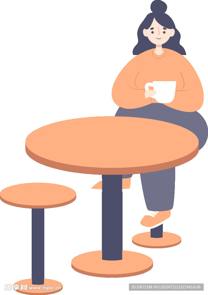 女子桌边惬意喝咖啡