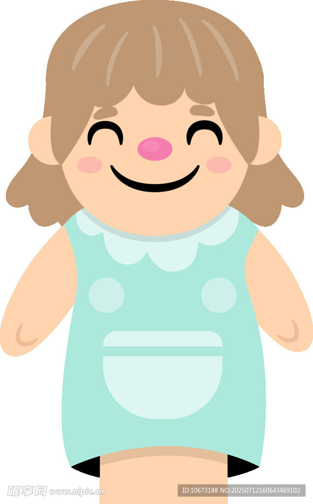 可爱微笑的卡通小女孩