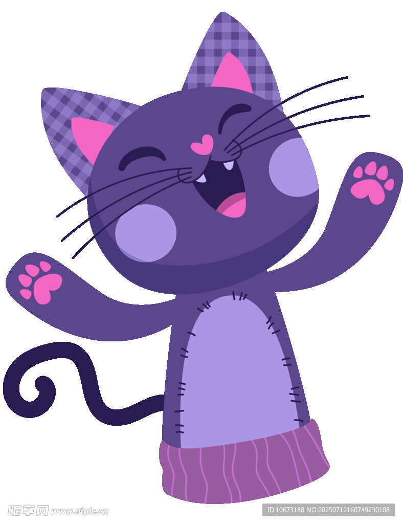 可爱紫色猫咪欢乐舞动