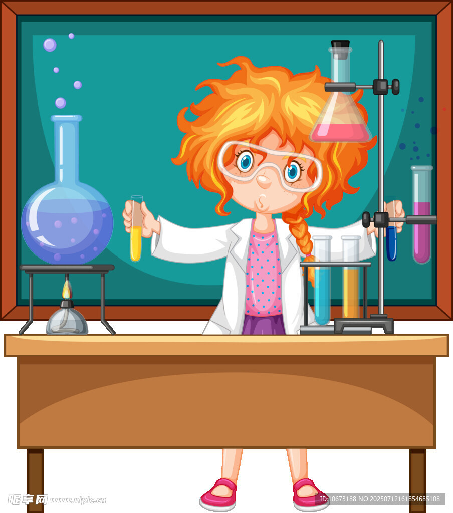 小女孩专注做化学实验