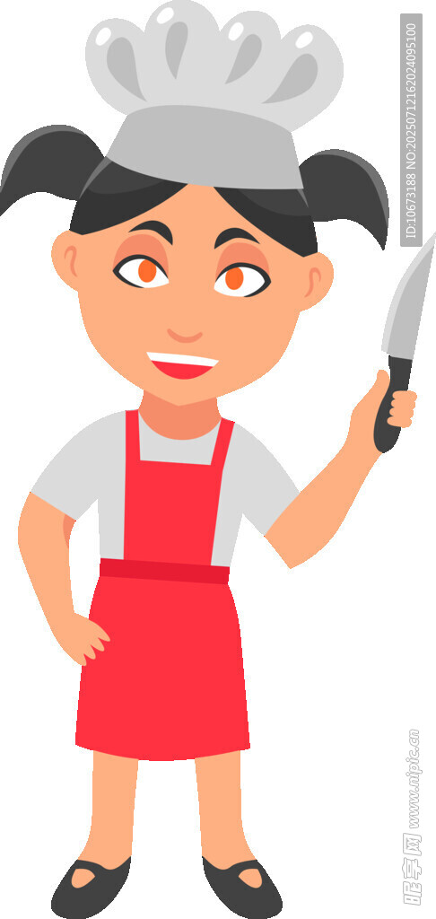 可爱女厨师手持刀具