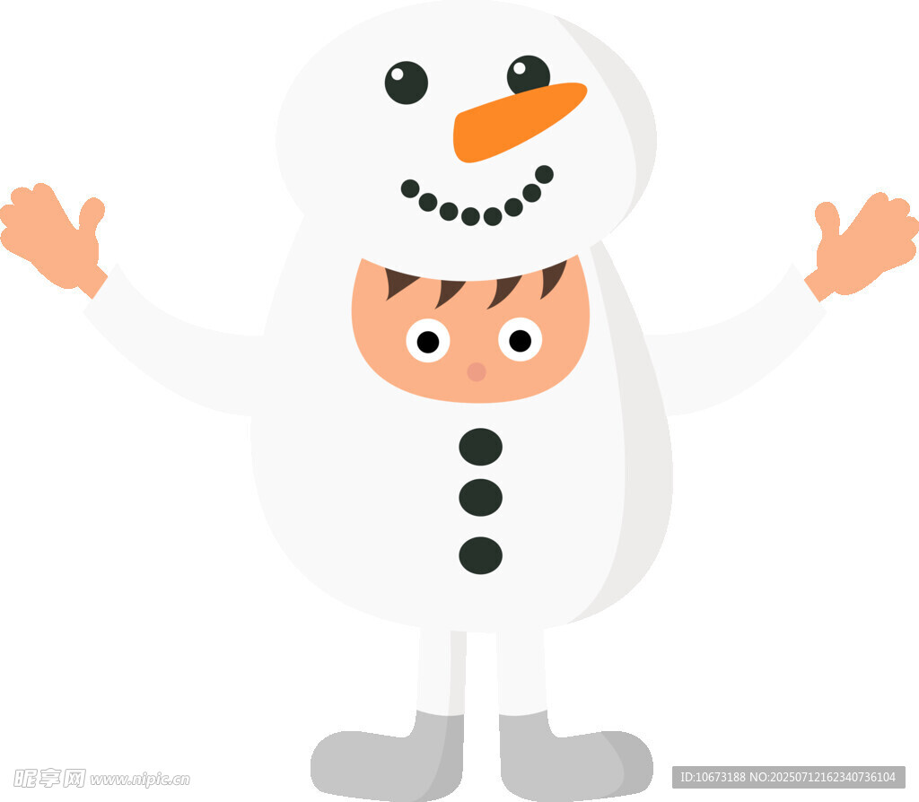 雪人装扮的小男孩