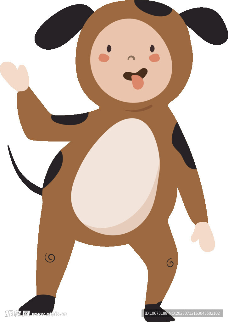 穿小狗服装的欢乐小孩