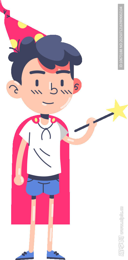 小小魔法师男孩手持魔杖