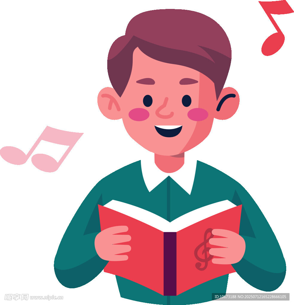 男孩快乐读书并哼唱歌曲