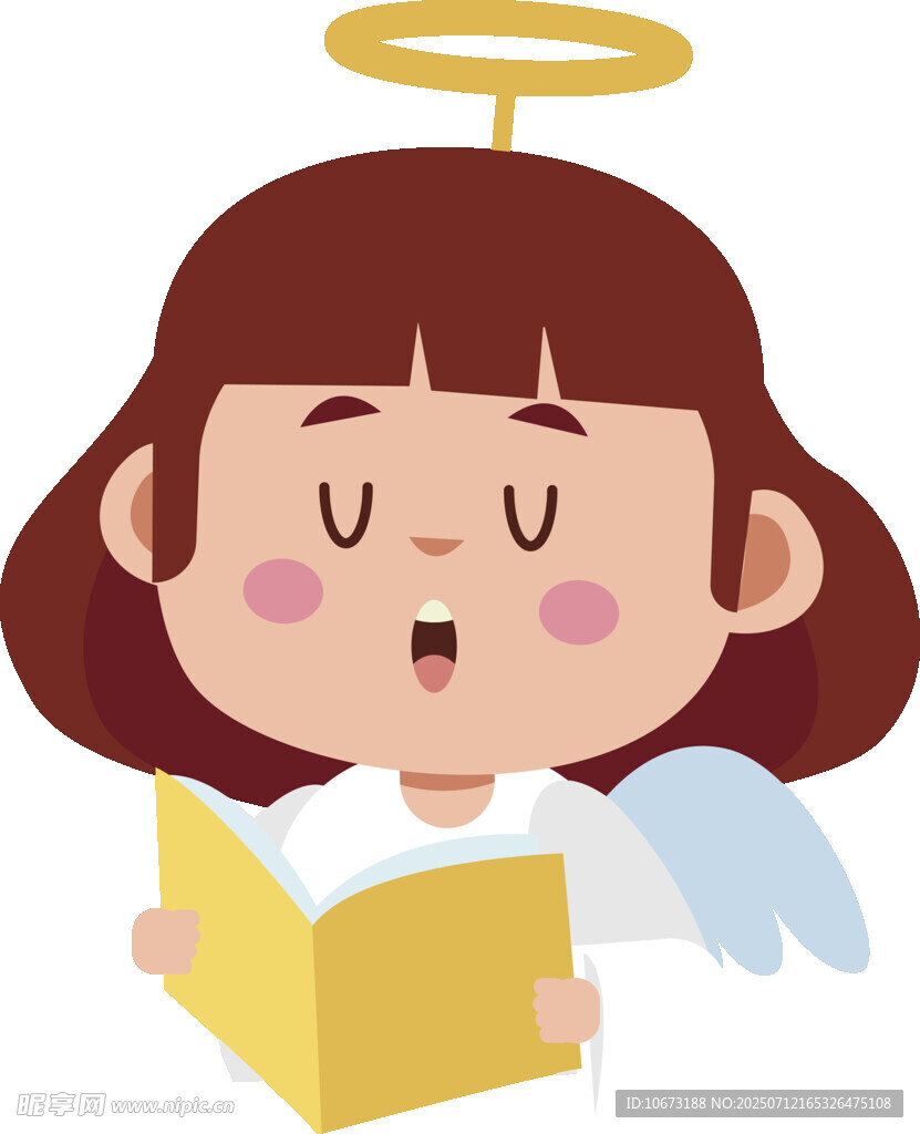 天使女孩专注阅读书籍