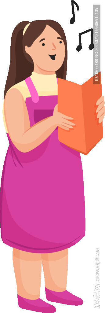 女孩手持歌谱快乐歌唱