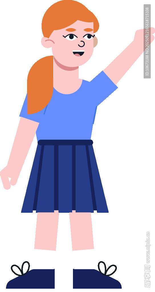 红衣女孩抬手示意