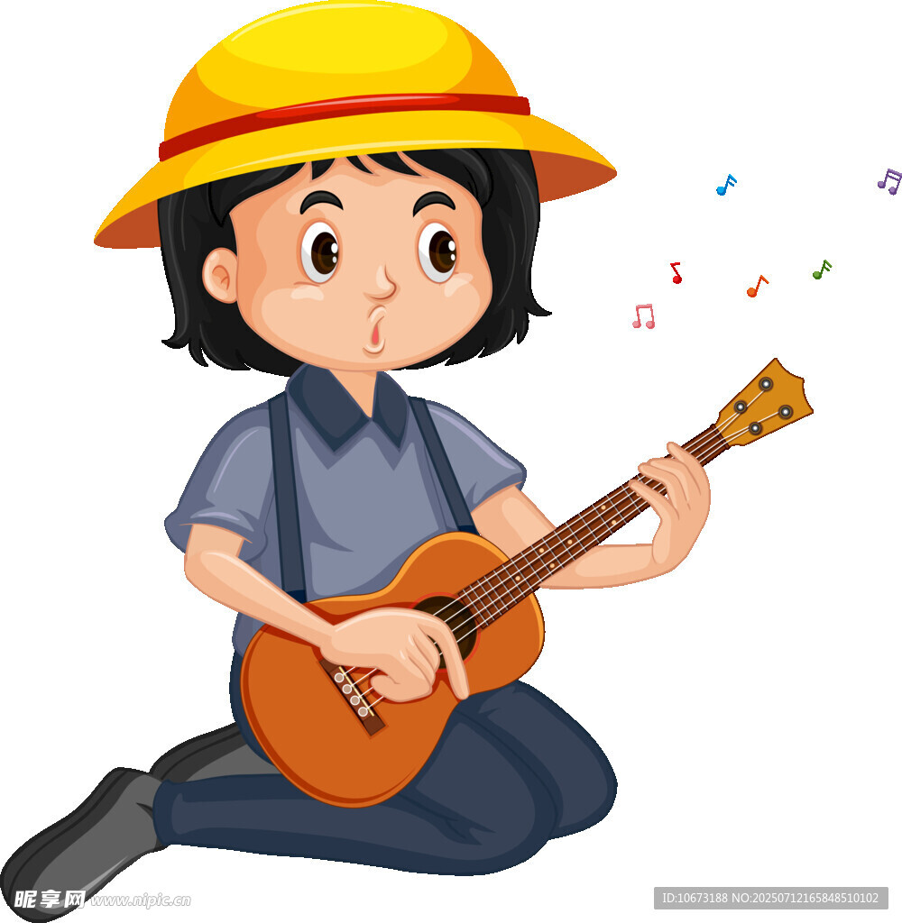 女孩弹吉他享受音乐时光