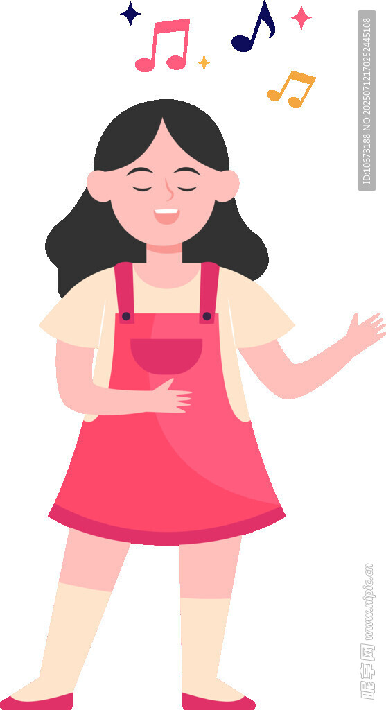 女孩欢快唱歌