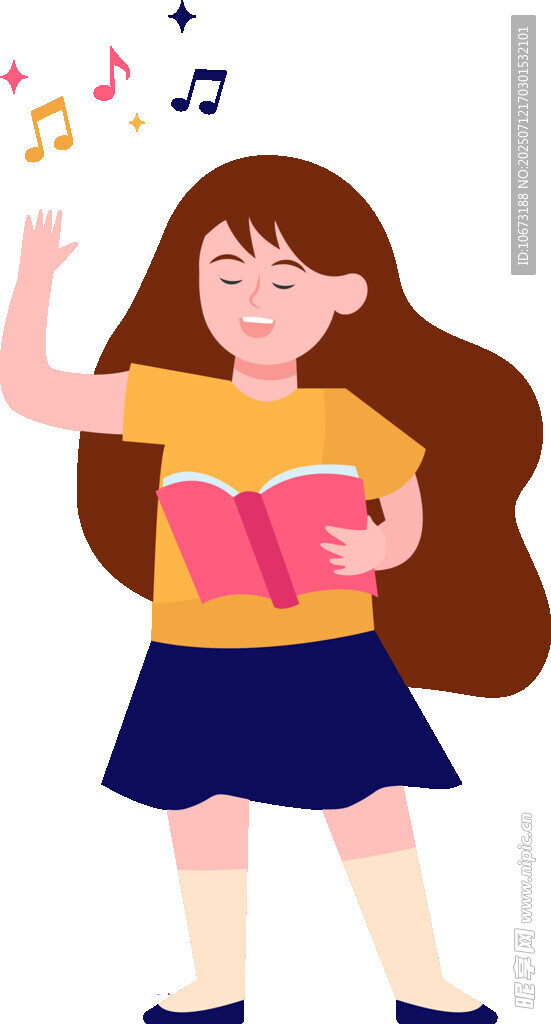 女孩读书唱歌展活力