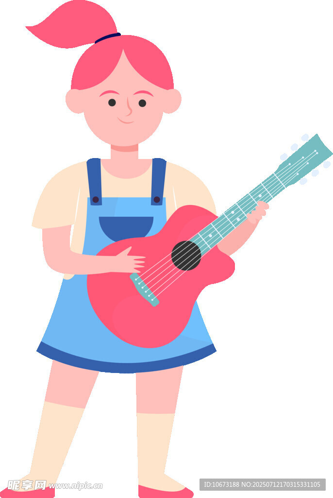 弹吉他的可爱小女孩