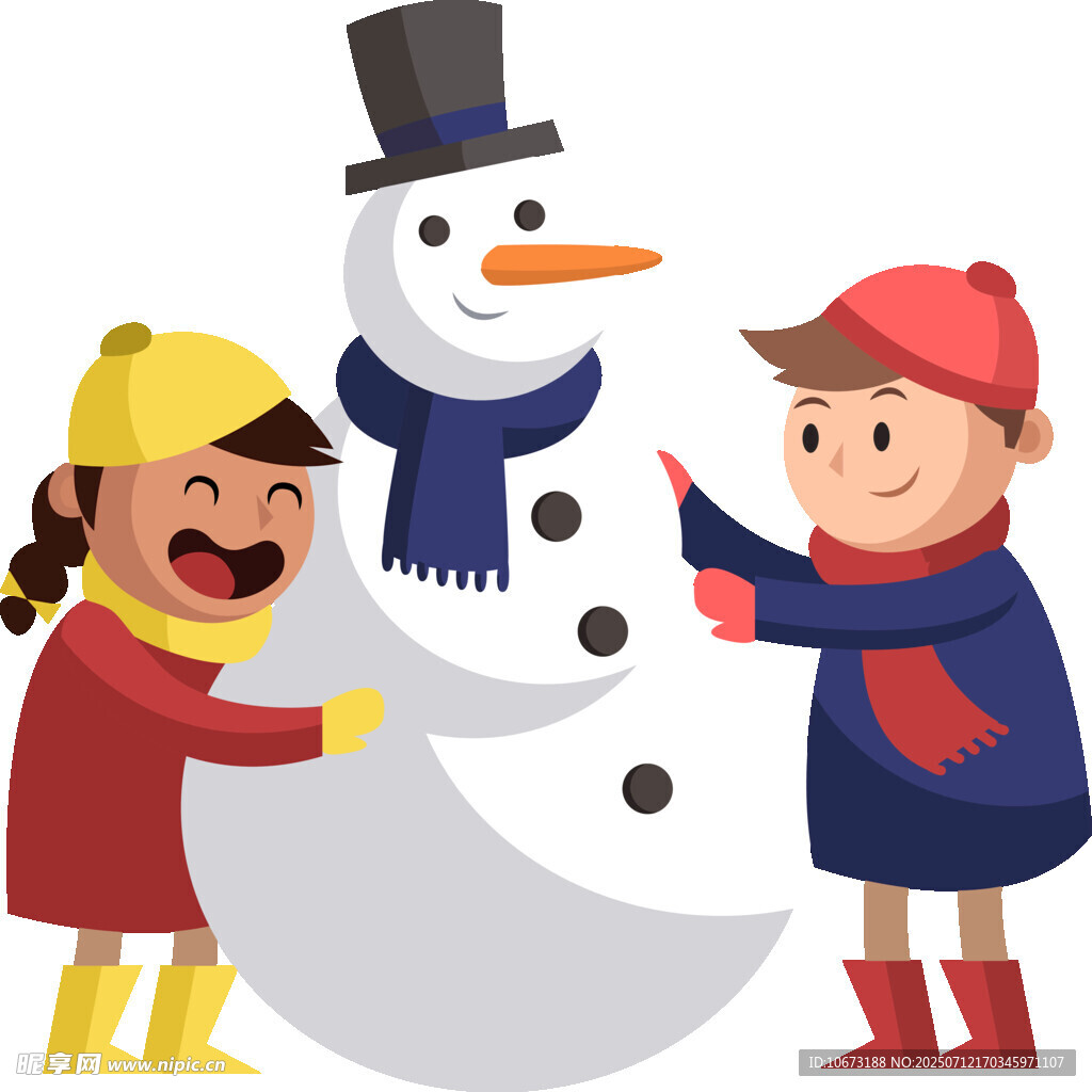 孩子们快乐堆雪人