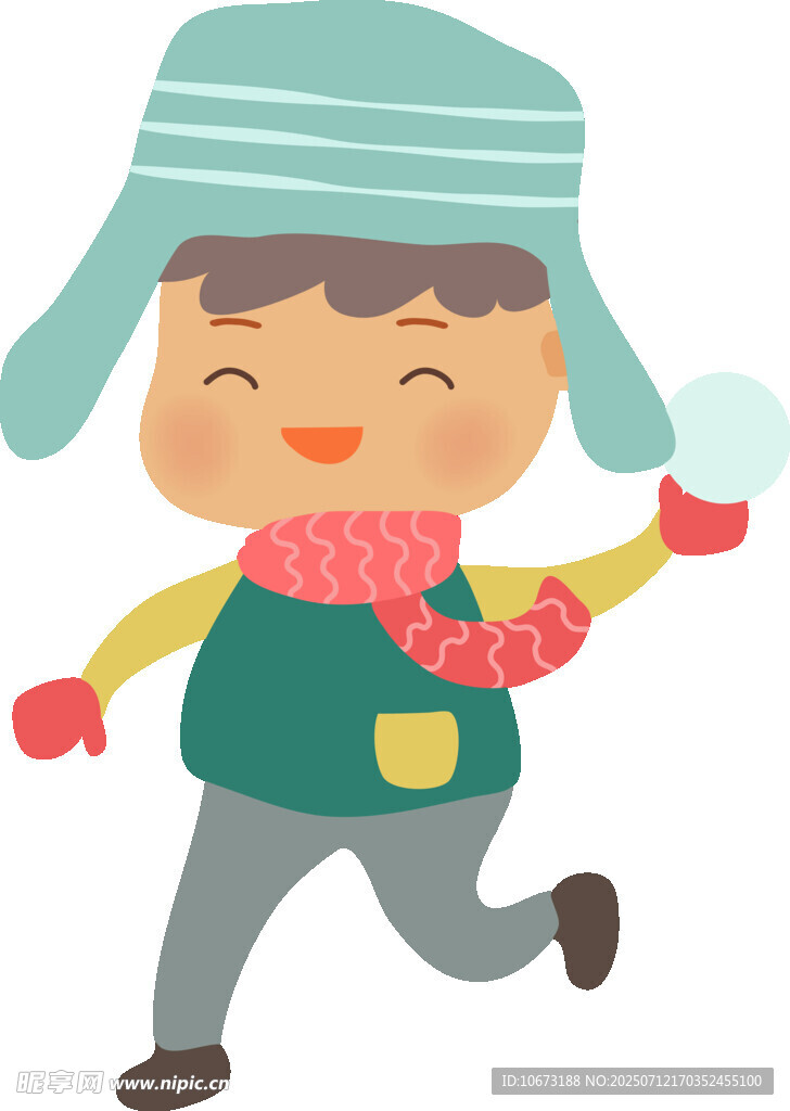 冬日孩童快乐玩雪瞬间