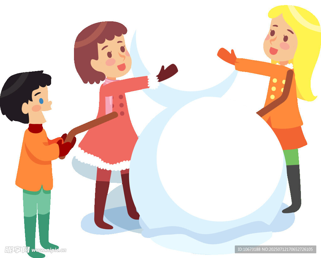 孩子们快乐堆雪人场景