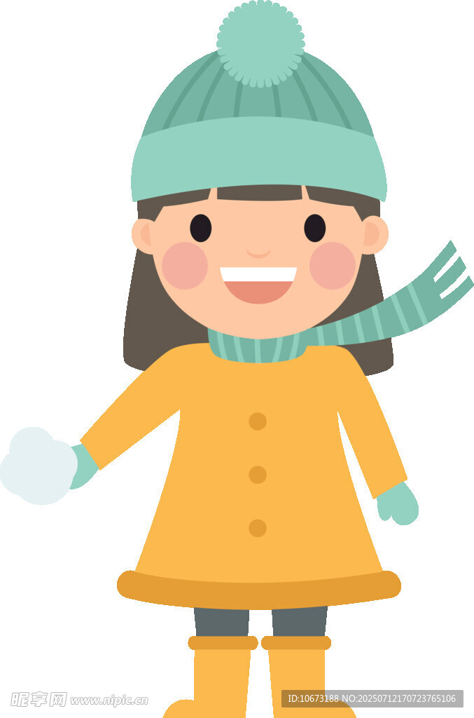 冬日女孩开心玩雪