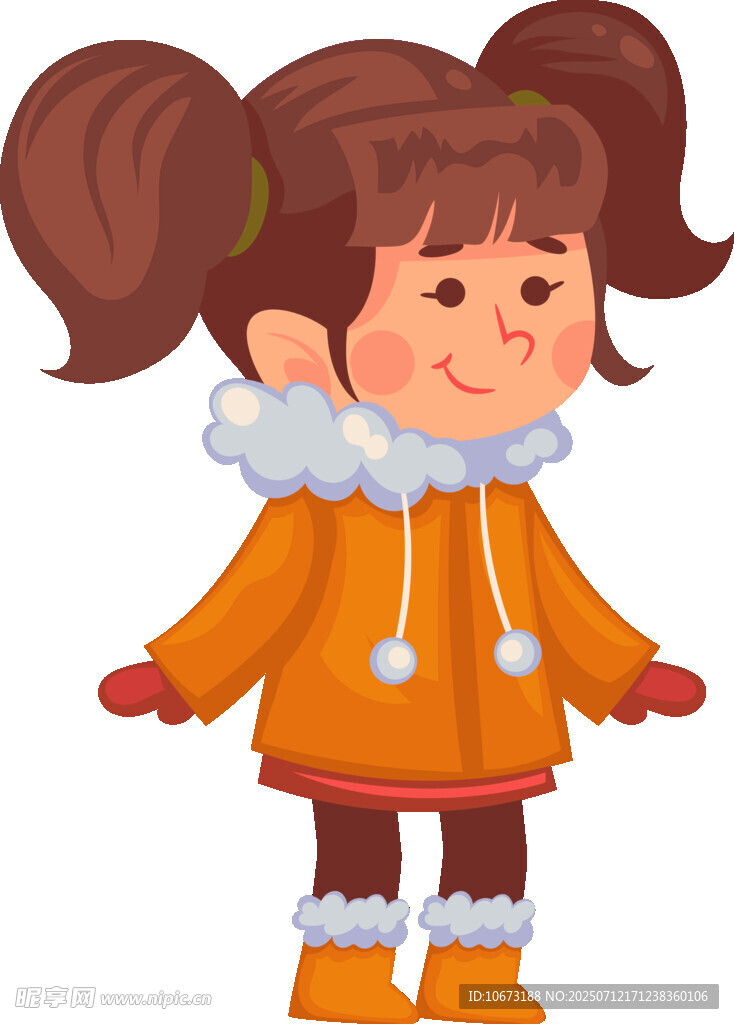 穿冬装的可爱双马尾女孩