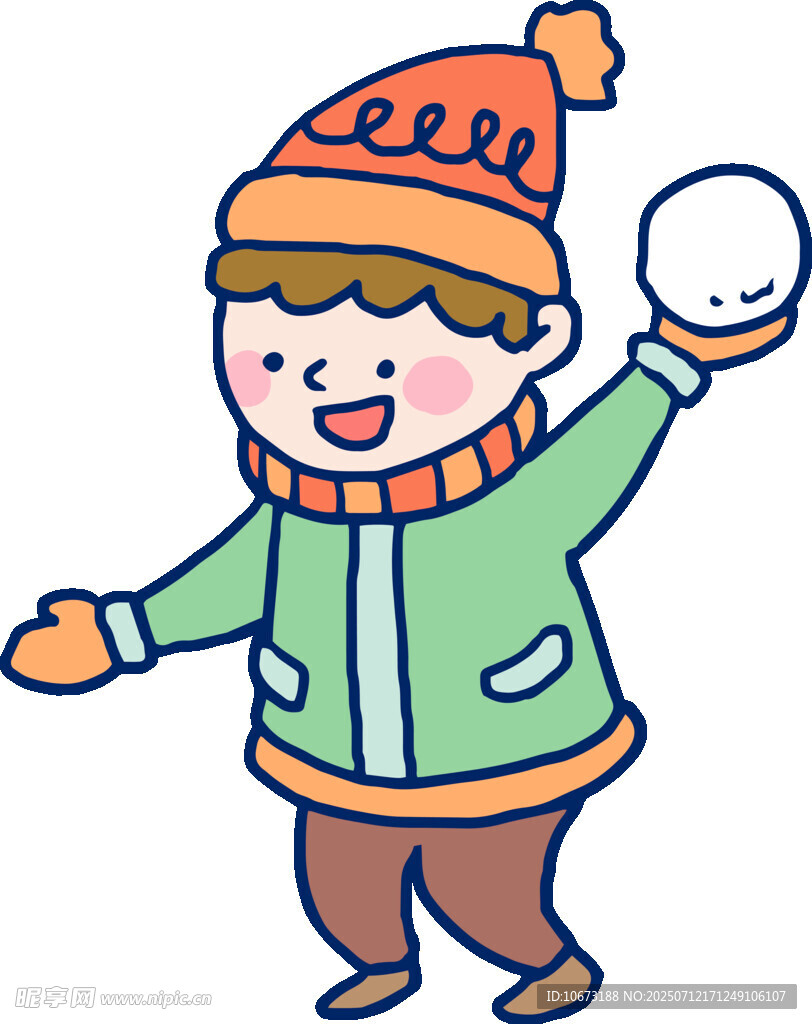 冬日孩童开心玩雪球
