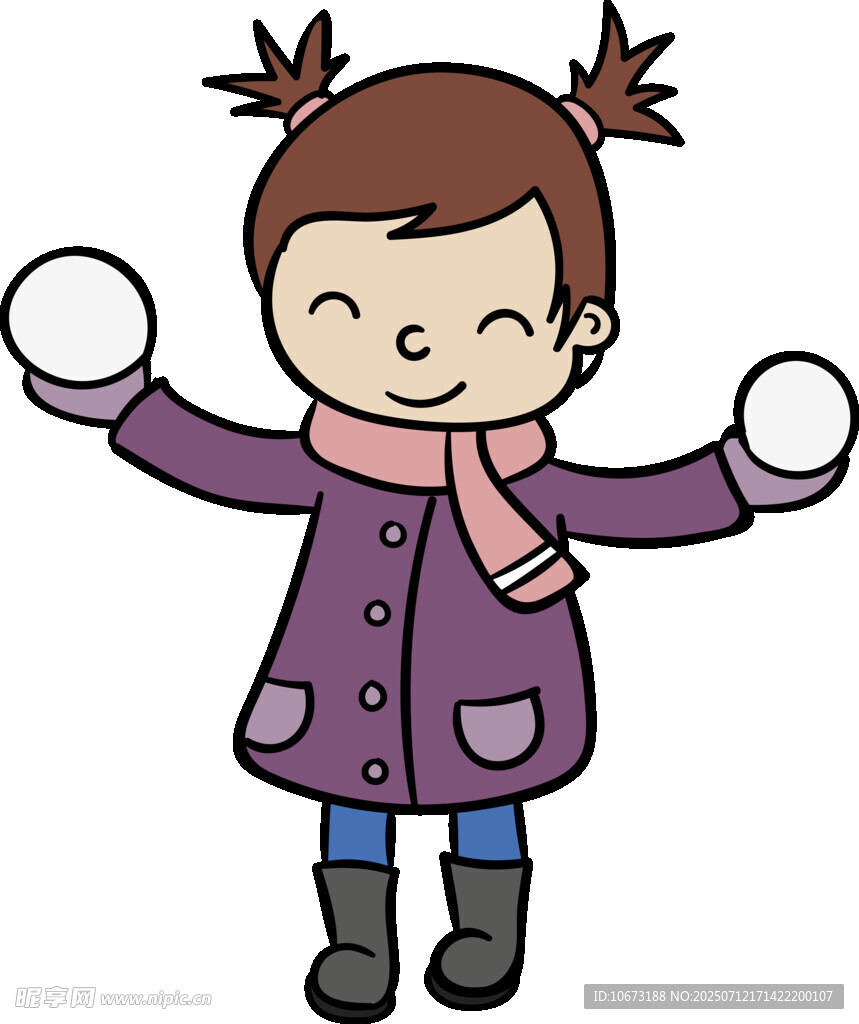 冬日女孩开心玩雪球