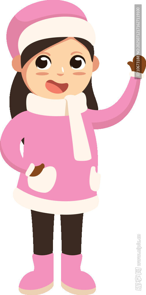 冬日可爱女孩粉色装扮