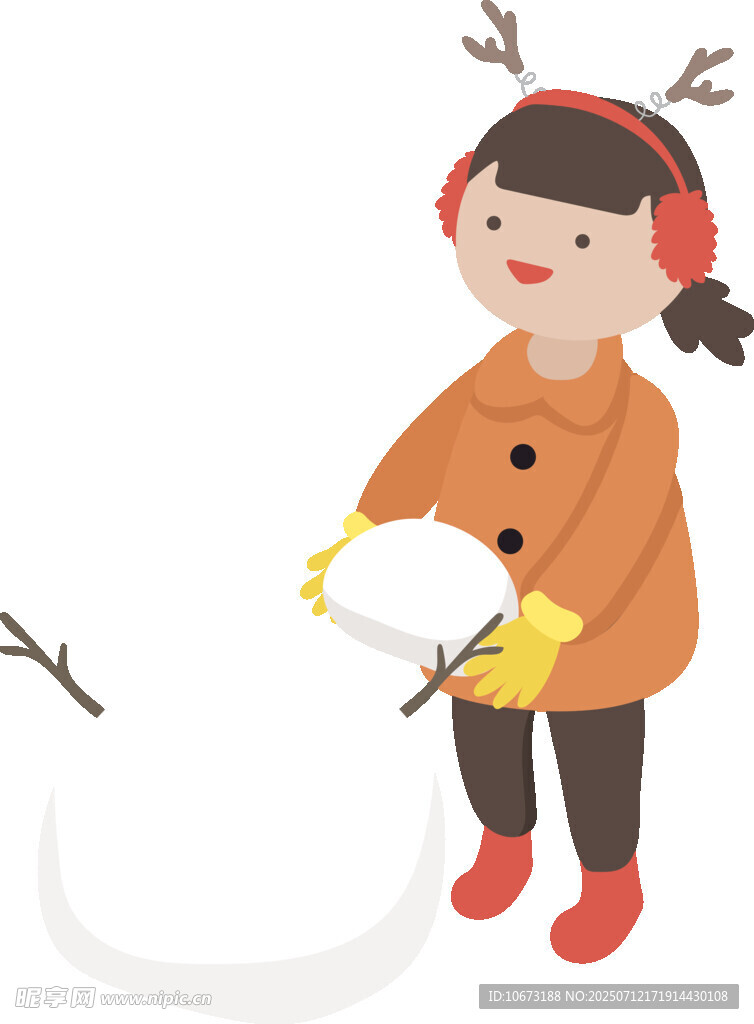 女孩冬日户外快乐玩雪