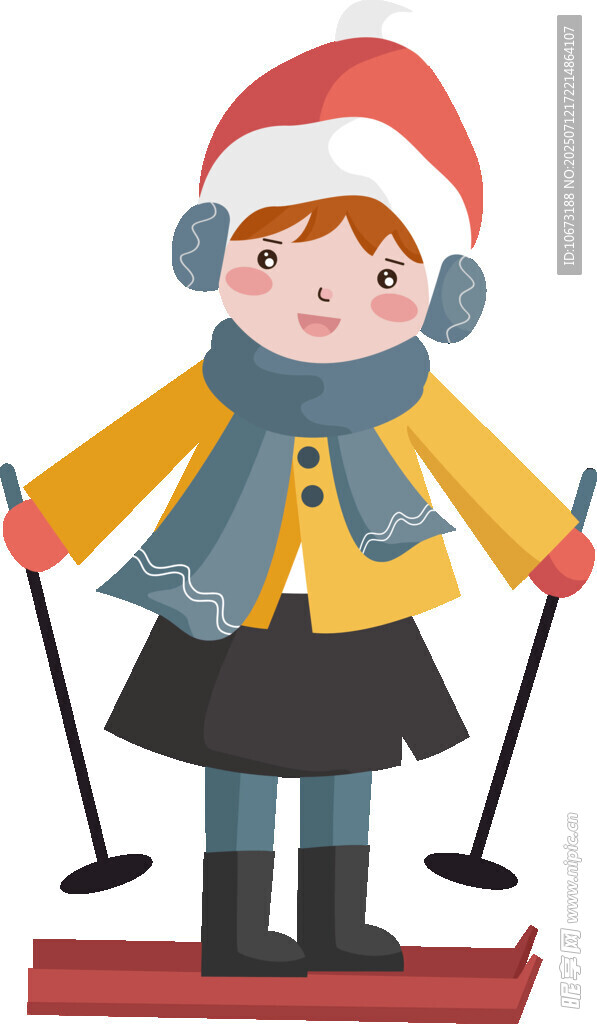 滑雪的可爱小女孩