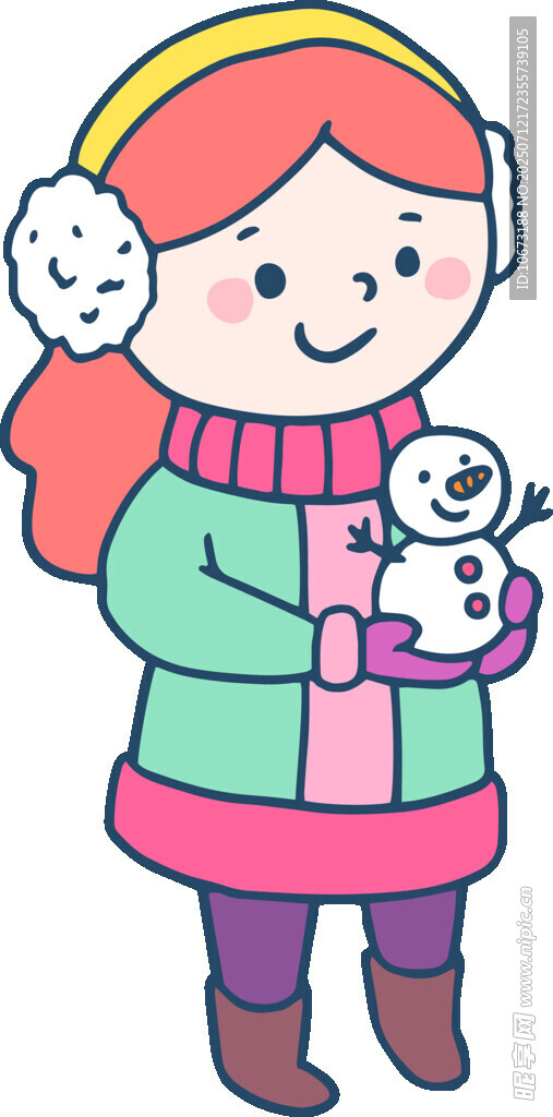冬日女孩抱小熊玩偶