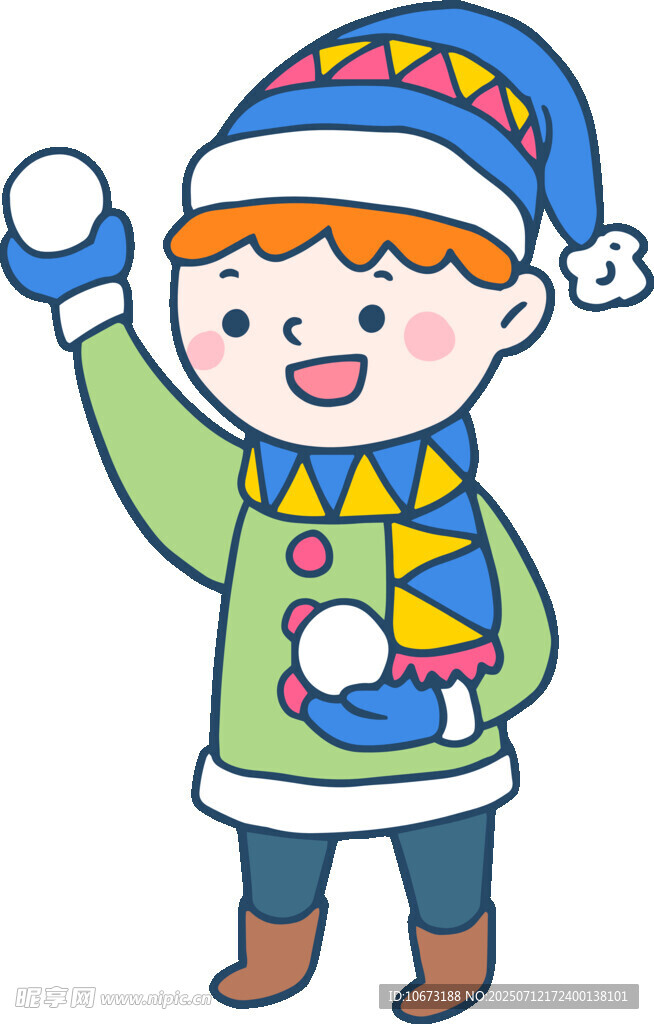 冬日孩童快乐玩雪瞬间