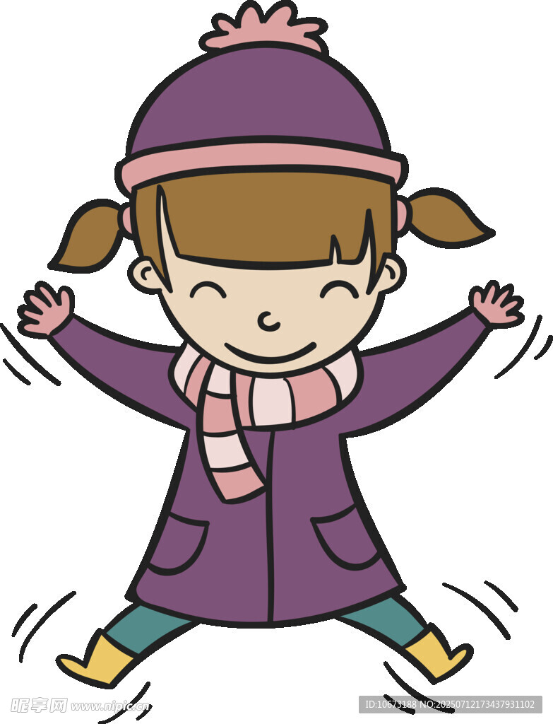 冬日女孩欢快踏雪