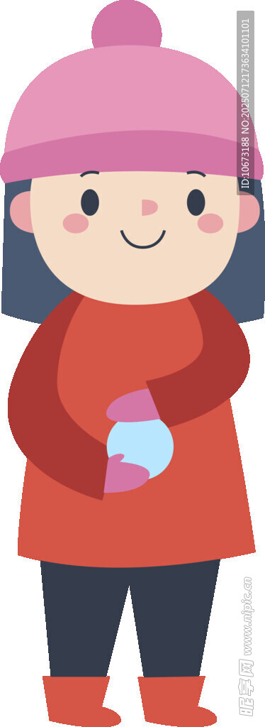 冬日可爱女孩手持彩球